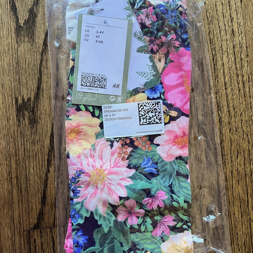 H&M Girls Floral Leggings 4-5Y NWT